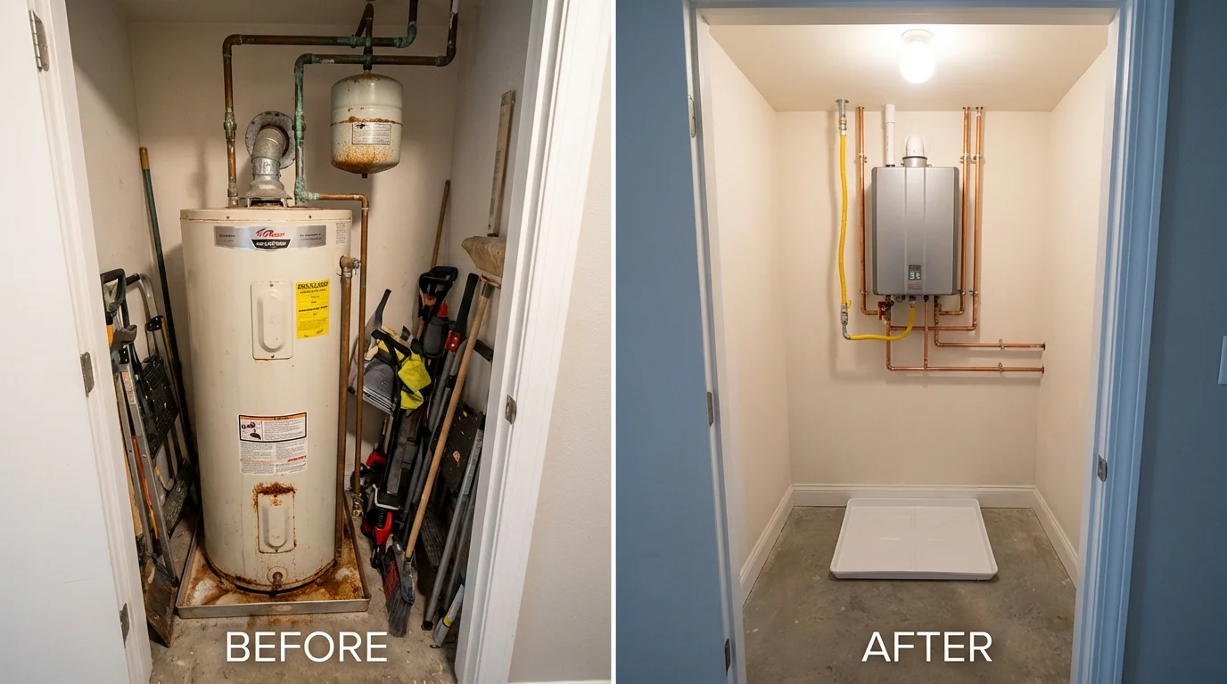 Tank water heater versus wall-mounted tankless unit comparison for Little Ferry, NJ homeowners